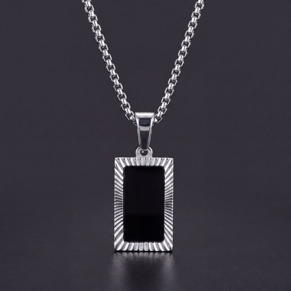 Onyx Inlay Bar, men's pendant necklace by MythologyTitans – view 1