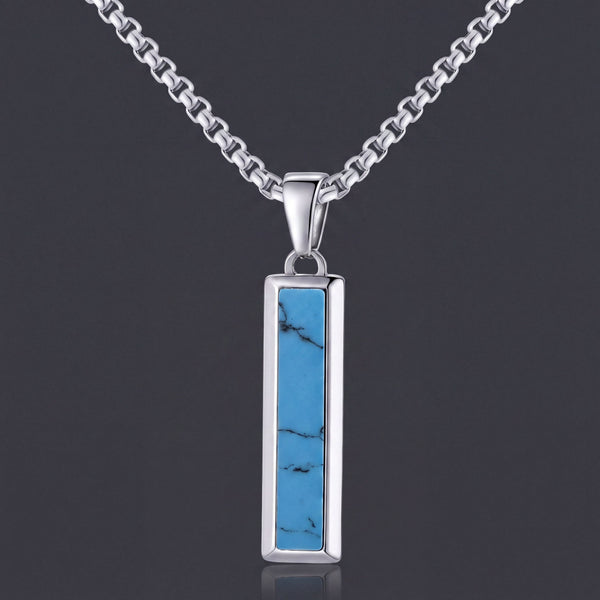 Turquoise Bar Pendant, men's pendant necklace by MythologyTitans – view 1