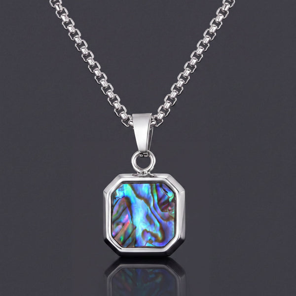 Abalone Octagon Tag, men's pendant necklace by MythologyTitans – view 1