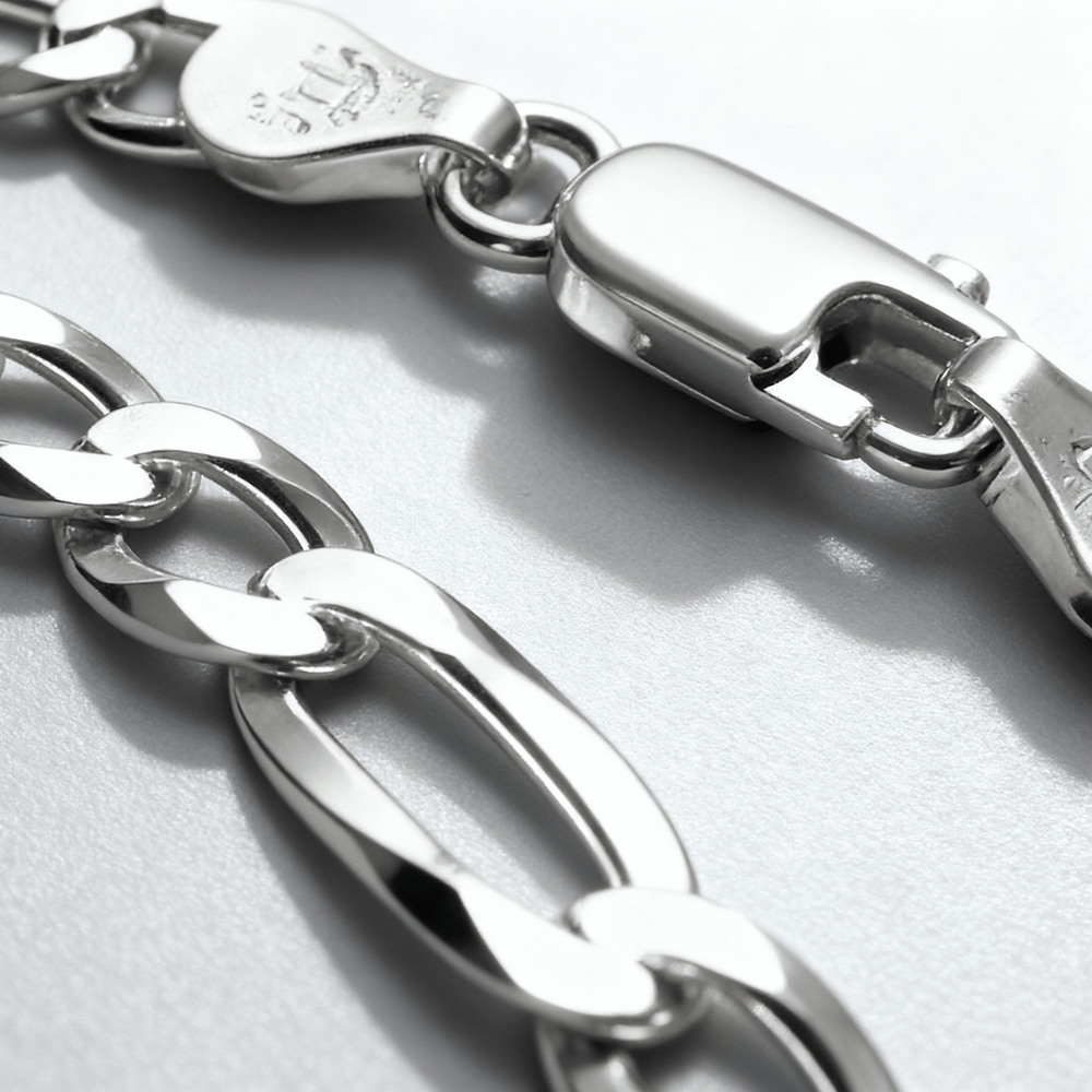 VALTARIS Thin Sterling Silver Figaro Bracelet – 4mm