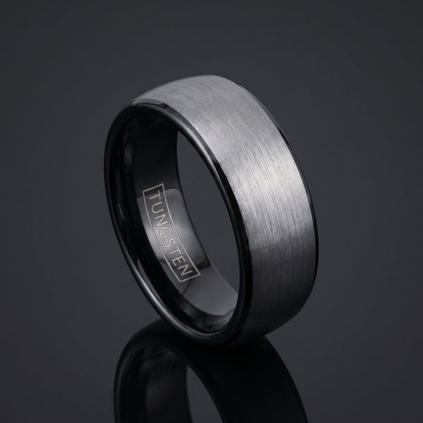Galen men's black tungsten ring – angled view