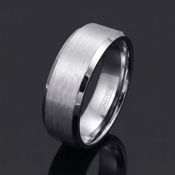 Pegasus men's silver tungsten ring – angled view