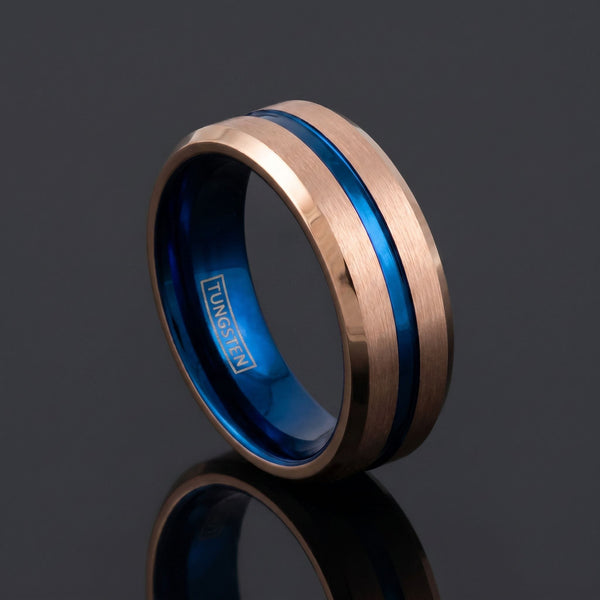 Tartarus men's two-tone tungsten ring – angled view