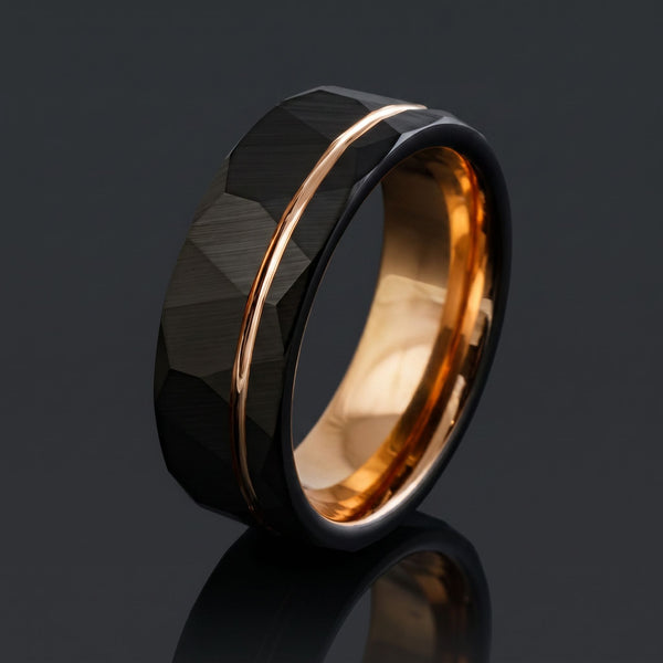 Valkyrie men's two-tone tungsten ring – angled view