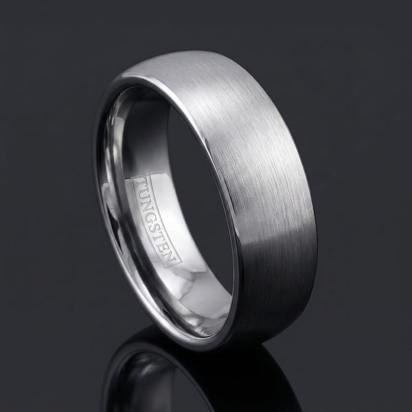 Nexus men's silver tungsten ring – angled view