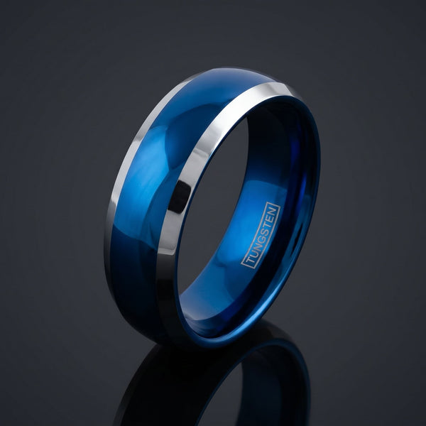 Marshal men's blue tungsten ring – angled view