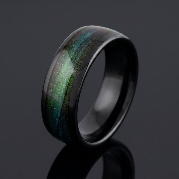Galilei men's black tungsten ring – angled view