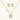 Gold-plated jewelry set with rectangular cubic zirconia stones in pave halo settings on cream background