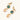 Gold-plated bird stud earrings with iridescent abalone shell medallions and champagne crystal drops on cream background