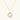 Gold pendant necklace with circular orbital design, iridescent mother-of-pearl center, and green zirconia accents