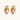 Gold-plated baroque stud earrings with coral-pink liuli stones and cubic zirconia crystals on white background.