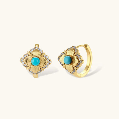 Turquoise Bloom Hoops