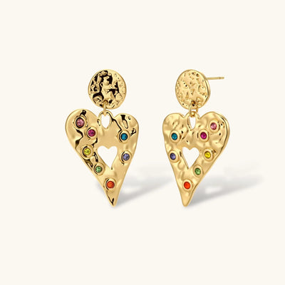 Rainbow Heart Drop Earrings