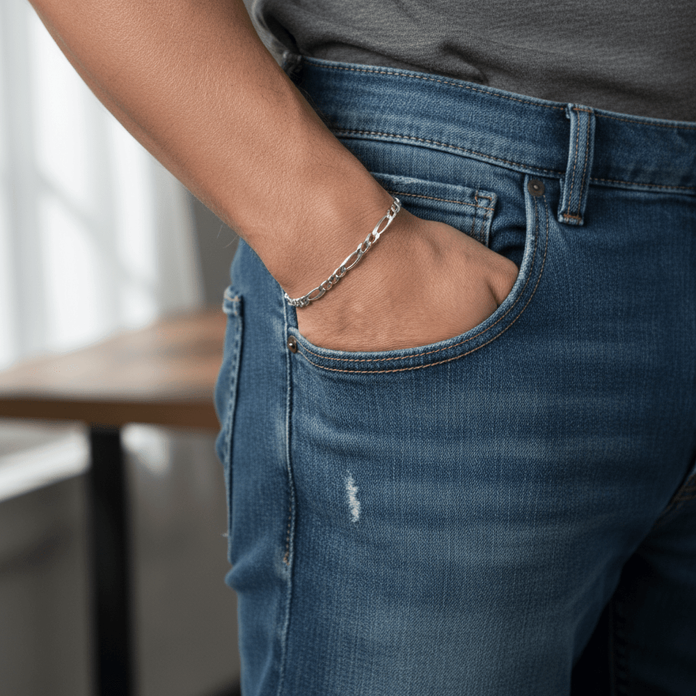 VALTARIS Thin Sterling Silver Figaro Bracelet  – 3mm